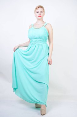 uzun nane mavi elbise Curvy artı boyutu kadın