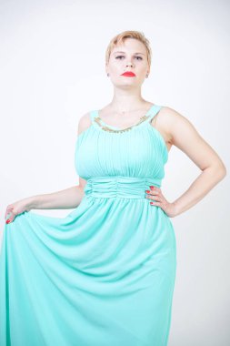 uzun nane mavi elbise Curvy artı boyutu kadın