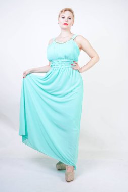 uzun nane mavi elbise Curvy artı boyutu kadın