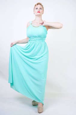 uzun nane mavi elbise Curvy artı boyutu kadın