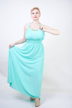 uzun nane mavi elbise Curvy artı boyutu kadın