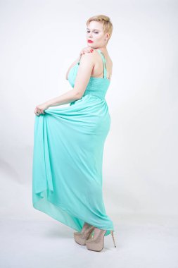 uzun nane mavi elbise Curvy artı boyutu kadın