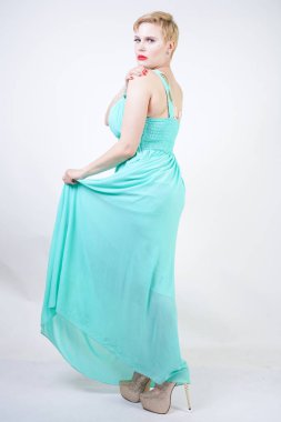 uzun nane mavi elbise Curvy artı boyutu kadın