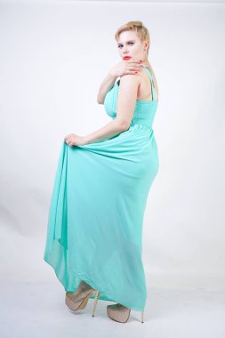 uzun nane mavi elbise Curvy artı boyutu kadın