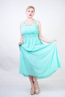 uzun nane mavi elbise Curvy artı boyutu kadın