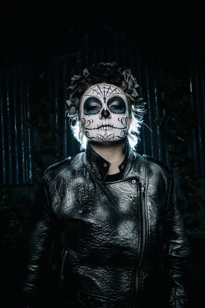 Хэллоуин мрачный готический страшный макияж. Санта-Муэрте . — стоковое фото