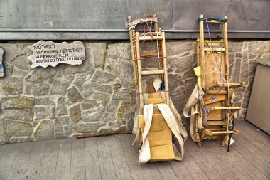 Slovak Tatra, Slovakya - 16 Eylül 2018: Chata pod Rysami (yazlık Rysmi altında kömür Hunfalvy hago alatti menedekhaz, olarak da bilinen Chalet Vaha (Chata pod Vahou) - altında Zabia Mengu üst kısmında yer alan Tatra mountain chalet