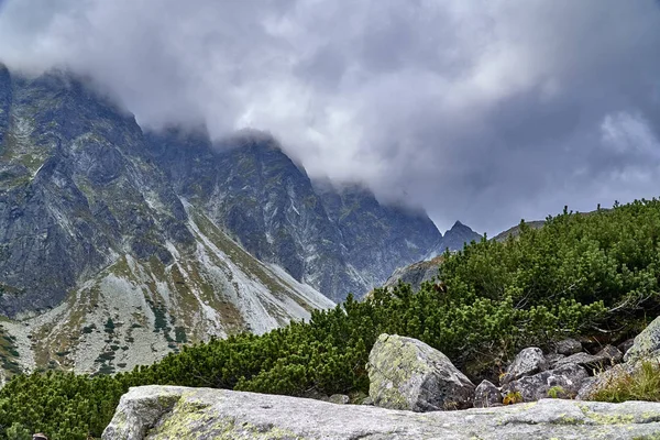 Hermosa Vista Panorámica Las Altas Montañas Tatras Principios Otoño Norte — Foto de Stock