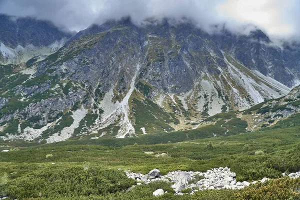 Bela Vista Panorâmica Das Montanhas High Tatras Início Outono Norte — Fotografia de Stock