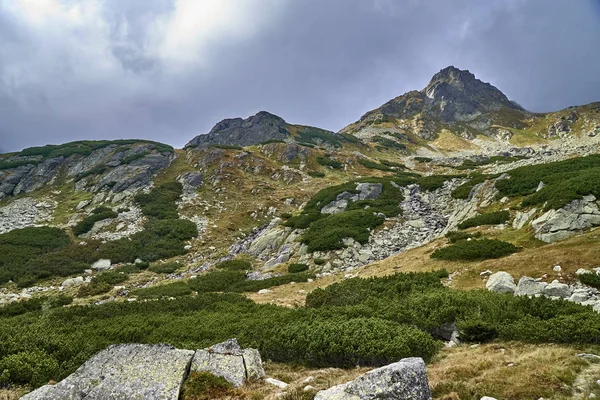 Piękną Panoramą Tatr Początku Jesieni Północnej Słowacji Predne Solisko — Zdjęcie stockowe