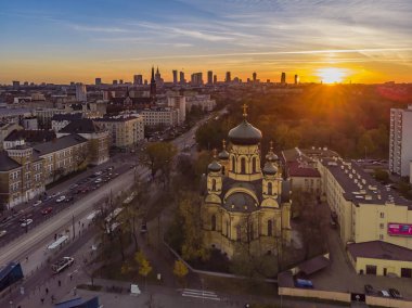St. Mary Magdalene, dron ile DJI indeks işlem Mavic hava Varşova Katedrali için güzel panoramik havadan görünümü