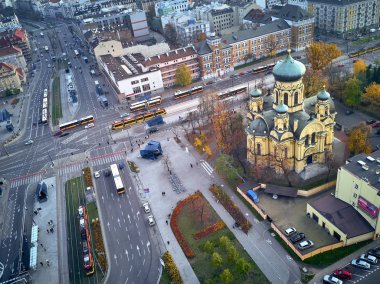 St. Mary Magdalene, dron ile DJI indeks işlem Mavic hava Varşova Katedrali için güzel panoramik havadan görünümü