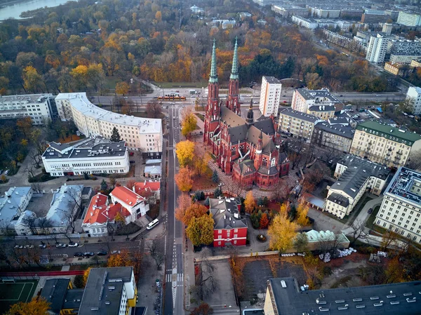 Vackra Panorama Flygfoto Till Florians Katedral Warszawa Från Dron Dji — Stockfoto