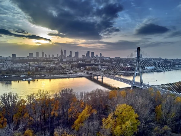 Vacker Panoramautsikt Över Antenn Dron Visa Swietokrzyski Bridge Polska Flesta — Stockfoto