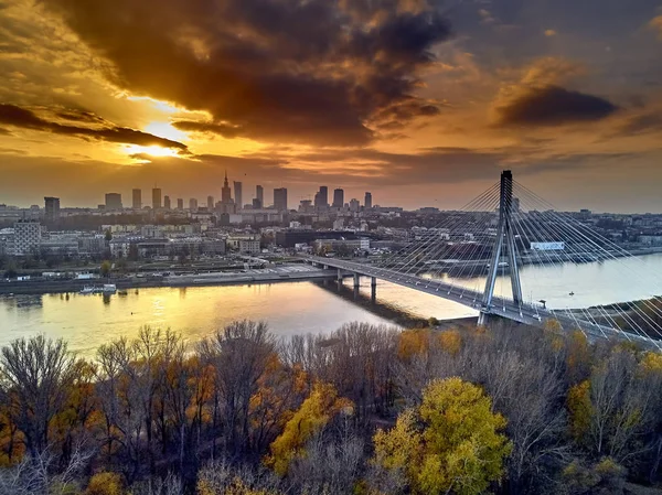 Vacker Panoramautsikt Över Antenn Dsron Visa Att Swietokrzyski Bridge Polska — Stockfoto