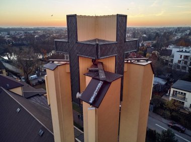 Our Lady Saletynska Varşova, Polonya, bucak için güzel panoramik hava dron görünümünden dron ile DJI indeks işlem Mavic hava