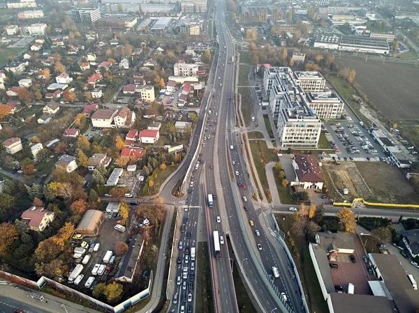 Красивий Панорамний Повітряних Dron Погляд Вулиці Aleje Jerozolimskie Віадук Розташоване — стокове фото