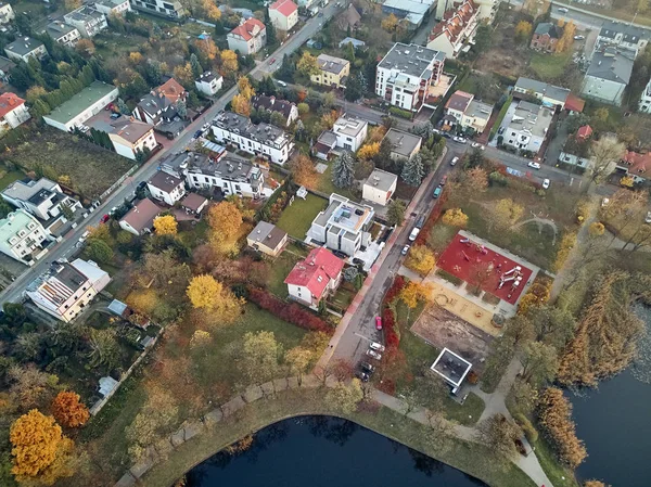 Vacker Panoramautsikt Över Antenn Dron Visa Att Cietrzewia Dammar Eller — Stockfoto