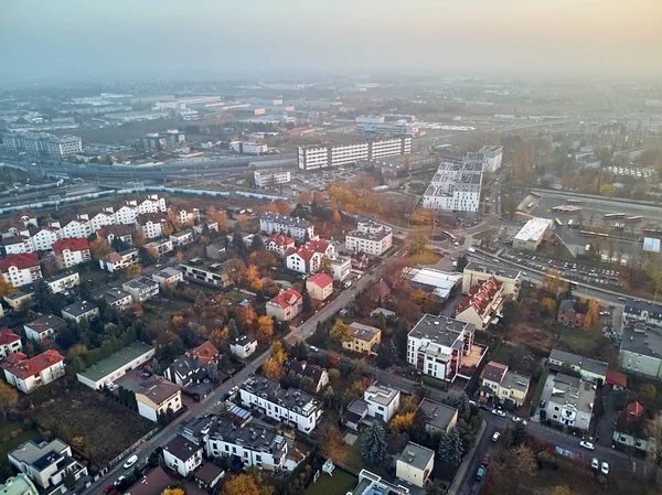 Воздушный Панорамный Вид Район Влохи Варшава Польша Дрона Mavic Air — стоковое фото