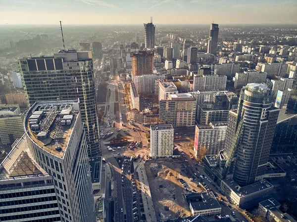 Prachtige Panoramische Luchtfoto Skyline Drone Uitzicht Wolkenkrabbers Gelegen Centrum Van — Stockfoto