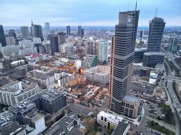 Schöne Panoramische Skyline Aus Der Luft Drohnenblick Auf Die Wolkenkratzer — Stockfoto