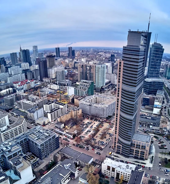 Prachtige Panoramische Luchtfoto Skyline Drone Uitzicht Wolkenkrabbers Gelegen Centrum Van — Stockfoto