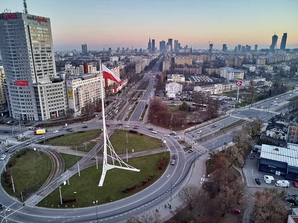 Beautiful Panoramic Aerial Drone View Babka Roundabout Large National Polish — Stock Photo, Image