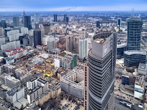 Gyönyörű Panorámás Légi Látképére Drone Nézet Felhőkarcolók Található Varsó Központjától — Stock Fotó