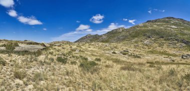 Güzel panoramik yaz bozkır peyzaj taş dağları 