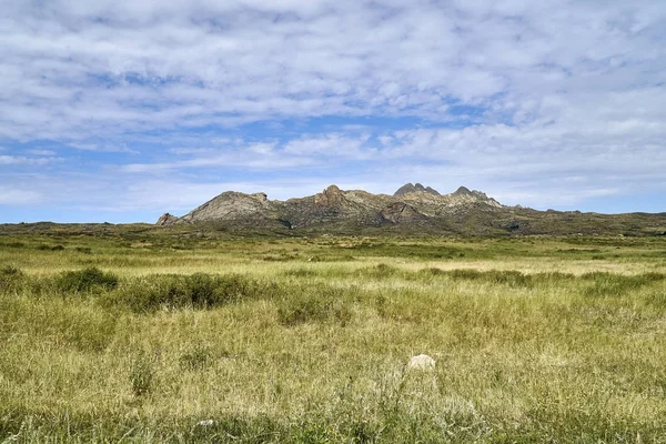 Beautiful Panoramic Summer Steppe Landscape Stone Mountains Monasteries Aiyrtau 1003 — Stock Photo, Image