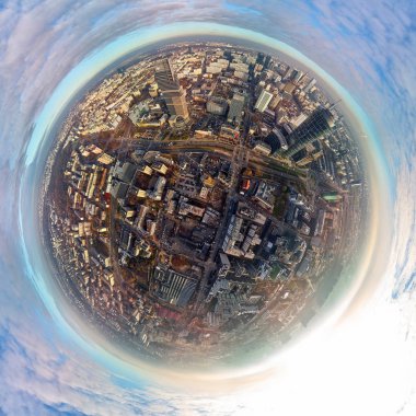 Varşova, Polonya - 27 Kasım 2018: Güzel panoramik hava dron görünümü 