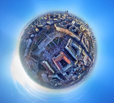 Varşova, Polonya - 27 Kasım 2018: Güzel panoramik hava dron görünümü 
