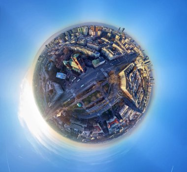 Varşova, Polonya - 27 Kasım 2018: Güzel panoramik hava dron görünümü 