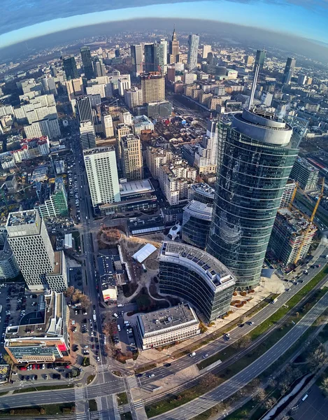 Warszawa Listopada 2018 Zobacz Piękne Panoramiczne Drone Lotnicze Centrum Warszawy — Zdjęcie stockowe