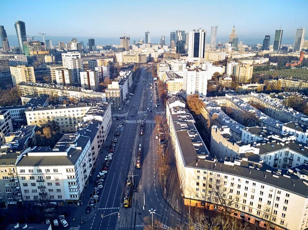 Warsaw Poland November 2018 Beautiful Panoramic Aerial Drone View Center — Stock Photo, Image