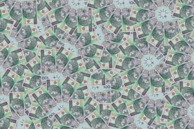 -Güzel geometrik süsleme, doku, desen Polonya para birimi cinsinden, 100 Pln faturaları (banknotların nominal değeri 100 Pln) - Polonya zlotys paradan - beyaz bir arka plan üzerinde izole halı