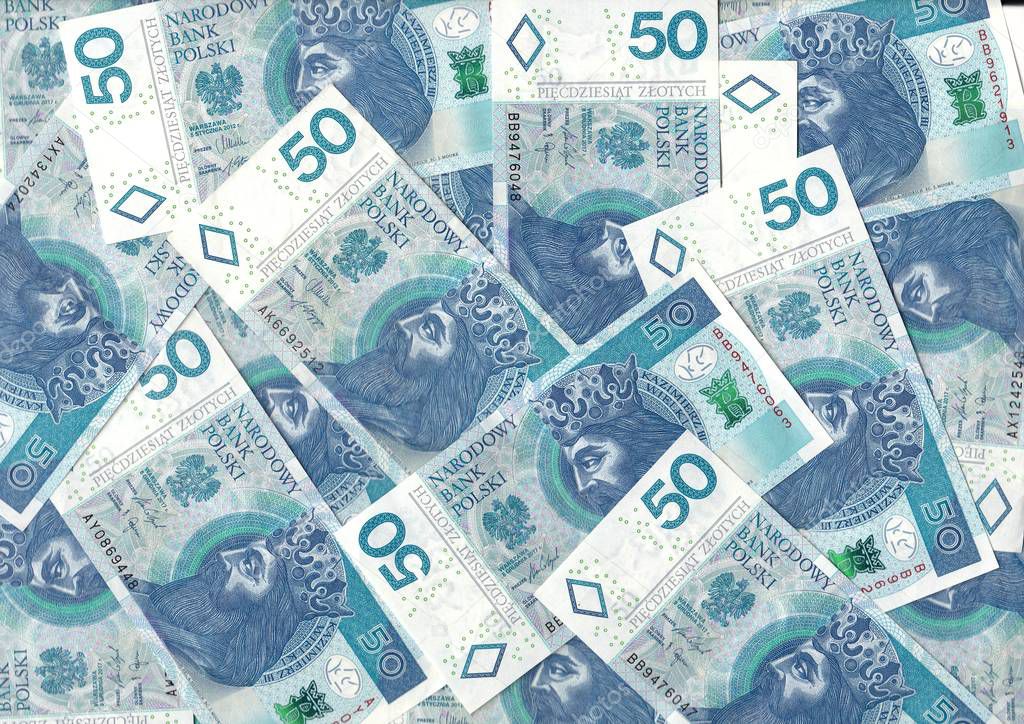 Polish zlotys - Polish currency, 50 PLN bills (banknotes face value PLN 50) - carpet from money