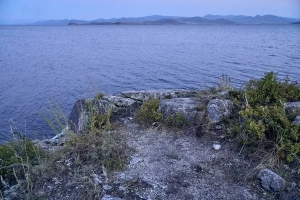 Gyönyörű Panorámás Légi Nyári Nézd Naplementét Hogy Bukhtarma Mesterséges Víztározó — Stock Fotó