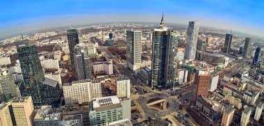Panorama cityscape Varşova modern şehir, Pkin ve 