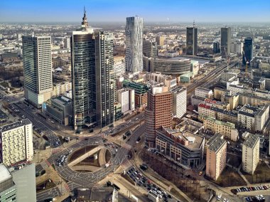 Panorama cityscape Varşova modern şehir, Pkin ve 