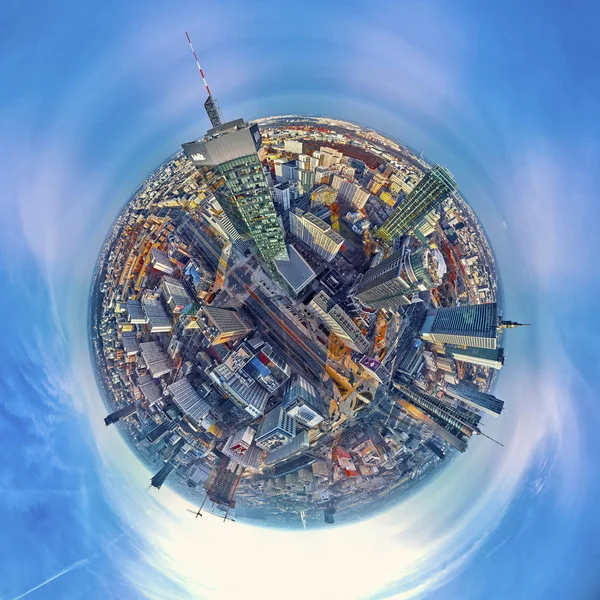 Wunderschönes Panorama Drohnenbild Kleiner Planet 360 Grad Panorama Warschaus Moderner — Stockfoto