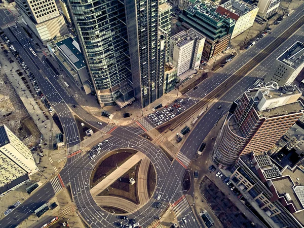 Wunderschöne Panoramische Drohnenaufnahme Zum Stadtpanorama Von Warschau Moderner Stadt Pkin — Stockfoto