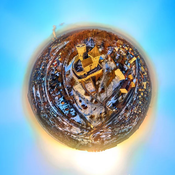 Όμορφη Πανοραμική Εναέριο Κηφήνα Άποψη Little Planet Πανόραμα 360 Μοιρών — Φωτογραφία Αρχείου