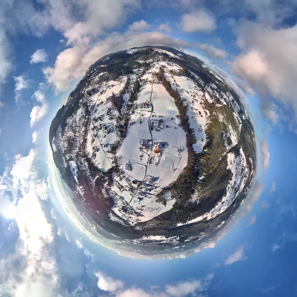 Zobacz Piękne Panoramiczne Drone Antenowe Little Planet Panoramy 360 Stopni — Zdjęcie stockowe