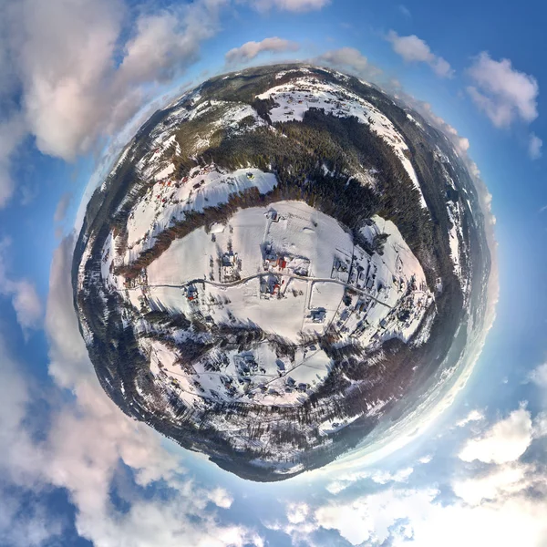 Zobacz Piękne Panoramiczne Drone Antenowe Little Planet Panoramy 360 Stopni — Zdjęcie stockowe