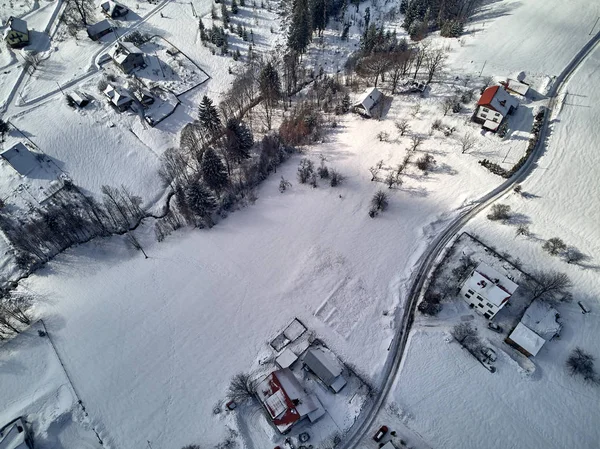 Beautiful Panoramic Aerial Drone View Panorama Istebna Large Village Seat — Stock Photo, Image