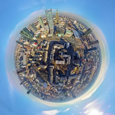 Varşova, Polonya - 23 Şubat 2019: Güzel panoramik hava dron görünümü 