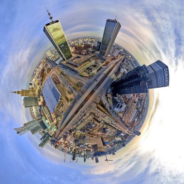 Varşova, Polonya - 23 Şubat 2019: Güzel panoramik hava dron görünümü 