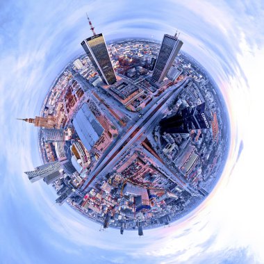 Varşova, Polonya - 23 Şubat 2019: Güzel panoramik hava dron görünümü 