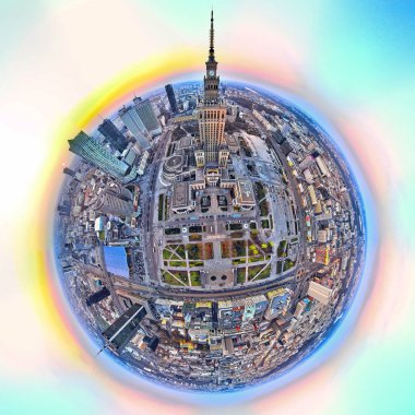 Varşova, Polonya - 07 Nisan 2019: Güzel panoramik hava drone görünümü 